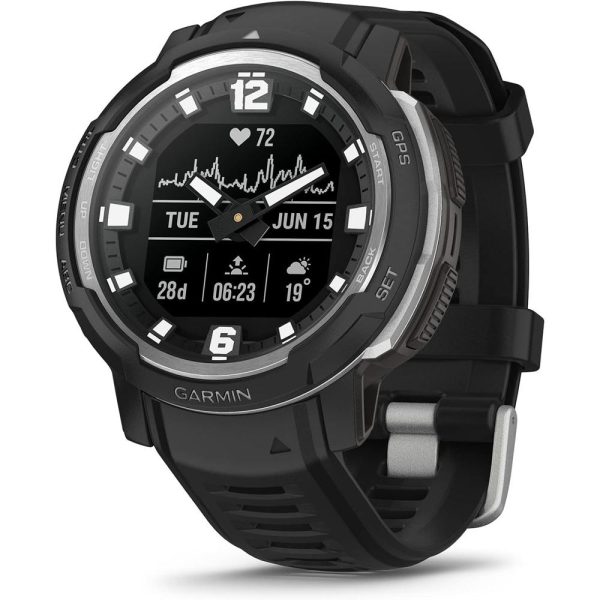 Garmin Instinct Crossover Hybrid Analog Digital Smartwatch, Black w  Fitness Bundle Hot on Sale