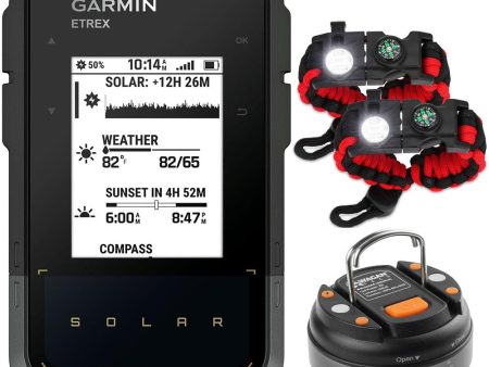 Garmin eTrex Solar Powered GPS Handheld Navigator+Tactical Bracelet & Flashlight Online Hot Sale