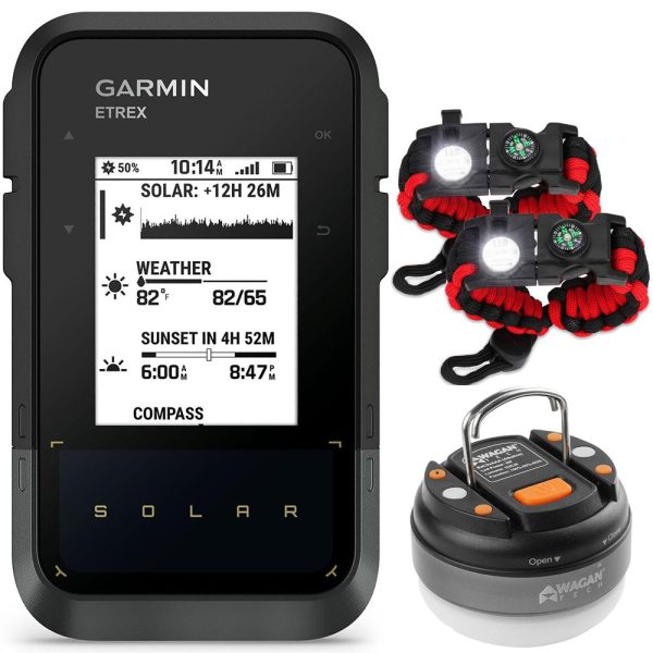 Garmin eTrex Solar Powered GPS Handheld Navigator+Tactical Bracelet & Flashlight Online Hot Sale