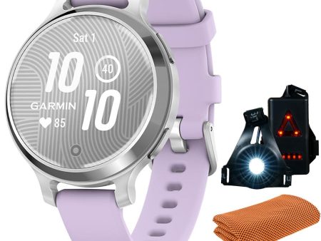 Garmin Lily 2 Active Smartwatch Silver w  Purple Silicone Band + Towel and Light For Cheap