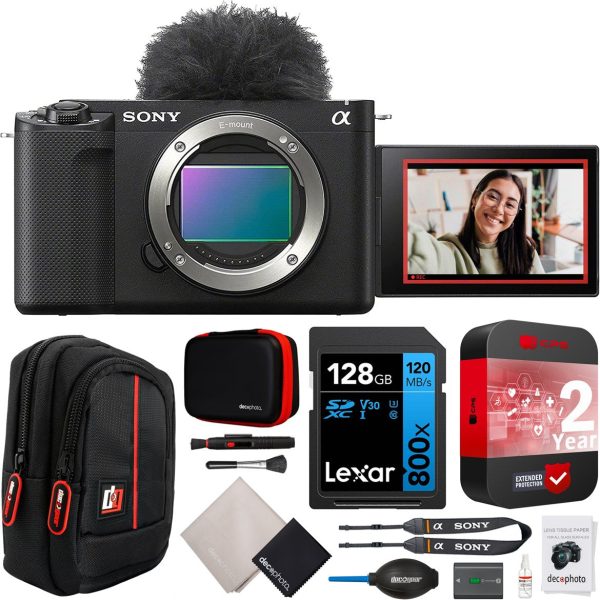 Sony ZV-E10 II Mirrorless APS-C Camera Body Black Kit + Extended Warranty Bundle For Sale