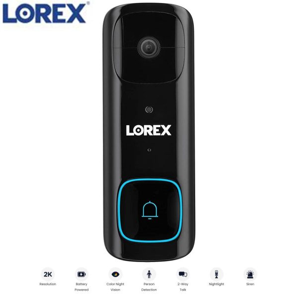 Lorex 2K Battery Video Doorbell Black Refurbished For Cheap