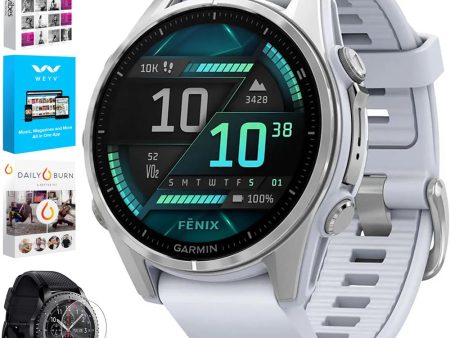 Garmin Fenix 8 43 mm, AMOLED, Silver w  Whitestone Silicone Band + Fitness Bundle For Discount