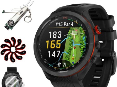 Garmin Approach S70 42 mm Premium GPS Golf Watch Black + Accessories Bundle on Sale