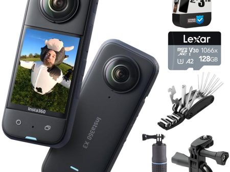 Insta360 X3 360CAM 5.7K 360 Video, 72MP Photos w  3Yr Warranty + Bike Accessory Bundle Cheap