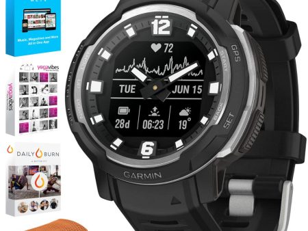 Garmin Instinct Crossover Hybrid Analog Digital Smartwatch, Black w  Fitness Bundle Hot on Sale