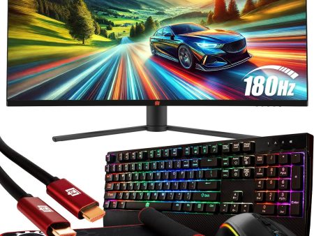 Deco Gear 34  3440x1440 21:9 Ultrawide Curved Monitor, 180Hz, HDR10, 4000:1 Starter Bundle Sale