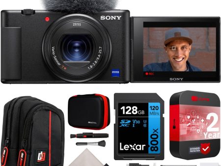 Sony ZV-1 Vlog Camera 4K Video Content Creator Black + Extended Warranty Kit Bundle Supply