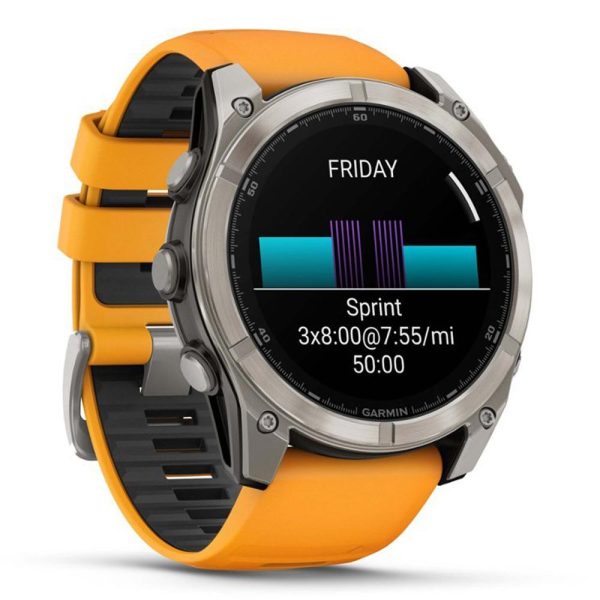 Garmin 010-02905-10 Fenix 8 51 mm, AMOLED Sapphire, Titanium + Fitness Bundle For Sale