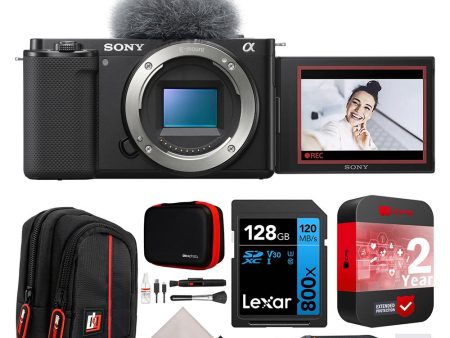 Sony ZV-E10 Mirrorless APS-C Vlog Camera Body Black Kit + Extended Warranty Bundle Fashion