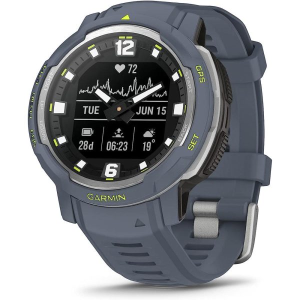 Garmin Instinct Crossover Analog Digital Smartwatch, Blue Granite w  Fitness Kit Discount